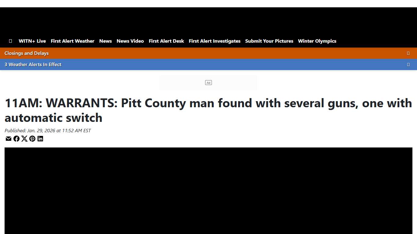 11AM: WARRANTS: Pitt County man found with several guns, one with automatic switch