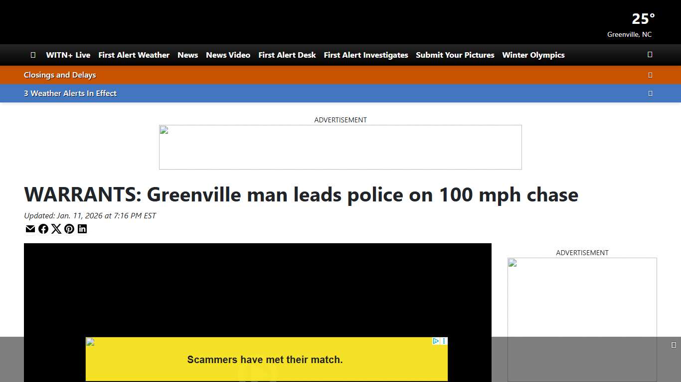 WARRANTS: Greenville man leads police on 100 mph chase